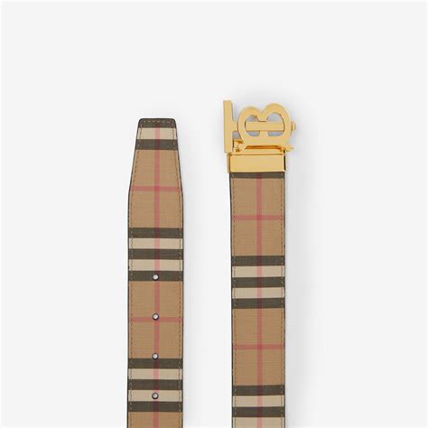 burberry reversible horseferry check and leather belt|Check and Leather Reversible TB Belt in Archive beige/silver.